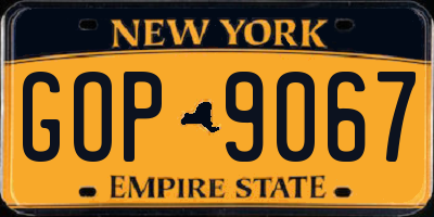 NY license plate GOP9067