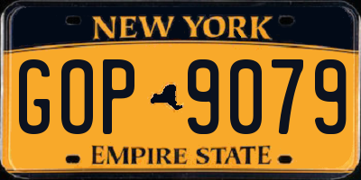 NY license plate GOP9079