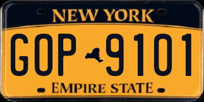 NY license plate GOP9101
