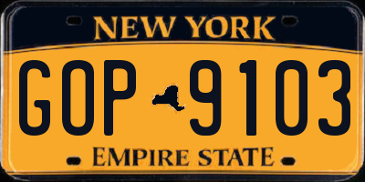 NY license plate GOP9103