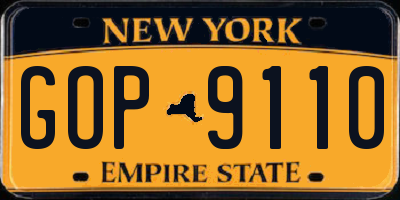 NY license plate GOP9110