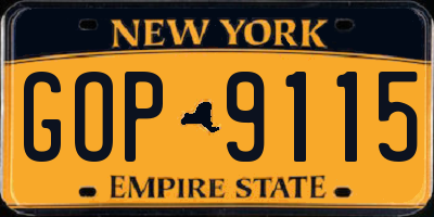 NY license plate GOP9115