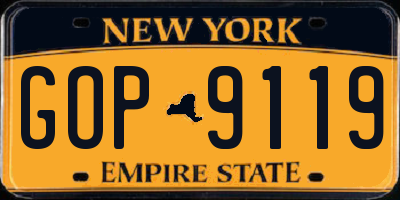 NY license plate GOP9119