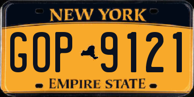 NY license plate GOP9121