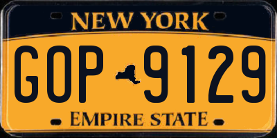 NY license plate GOP9129