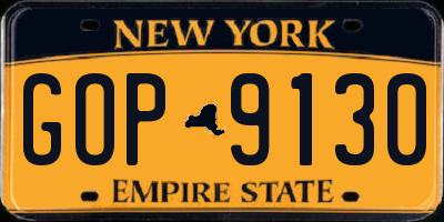 NY license plate GOP9130