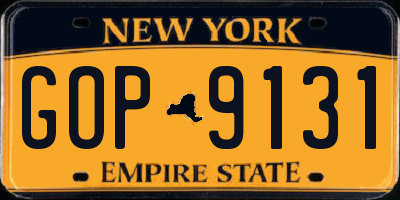NY license plate GOP9131