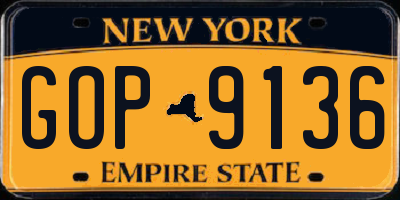 NY license plate GOP9136
