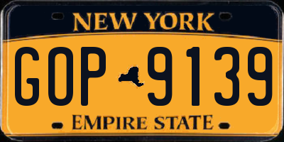 NY license plate GOP9139