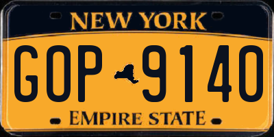 NY license plate GOP9140