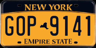 NY license plate GOP9141
