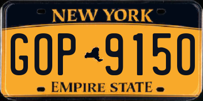 NY license plate GOP9150