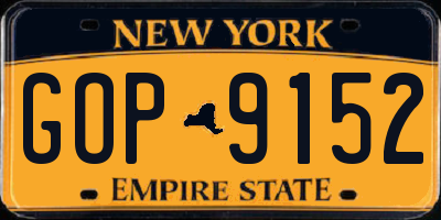 NY license plate GOP9152