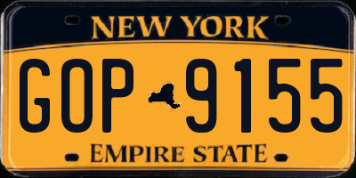 NY license plate GOP9155
