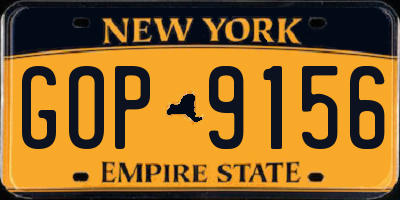 NY license plate GOP9156