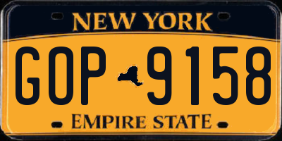 NY license plate GOP9158