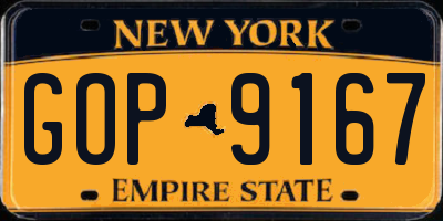 NY license plate GOP9167