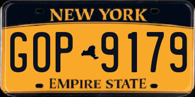 NY license plate GOP9179