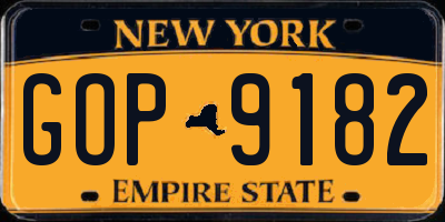 NY license plate GOP9182