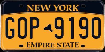 NY license plate GOP9190