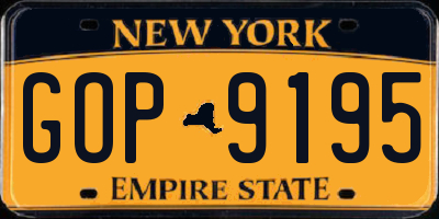 NY license plate GOP9195