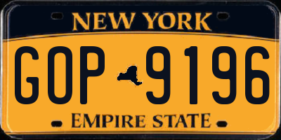 NY license plate GOP9196