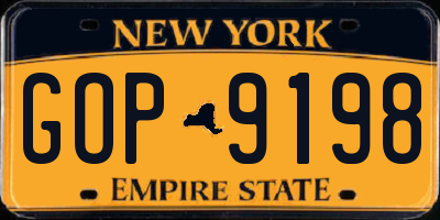 NY license plate GOP9198