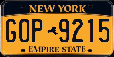 NY license plate GOP9215