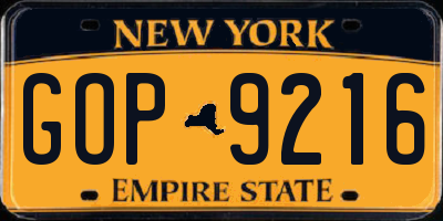 NY license plate GOP9216