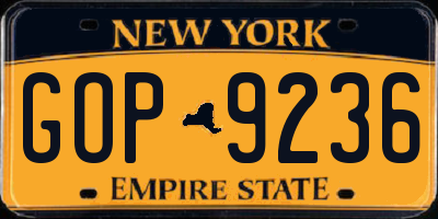 NY license plate GOP9236
