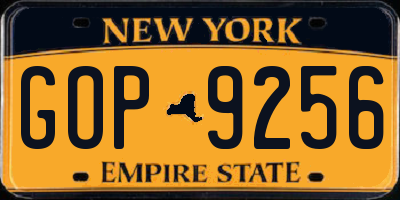 NY license plate GOP9256