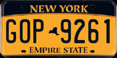 NY license plate GOP9261