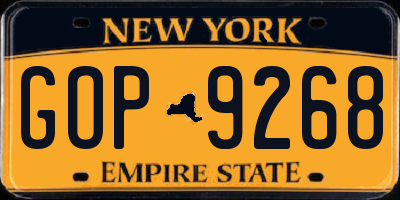 NY license plate GOP9268