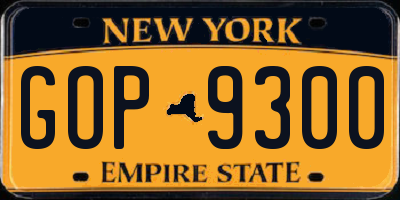 NY license plate GOP9300