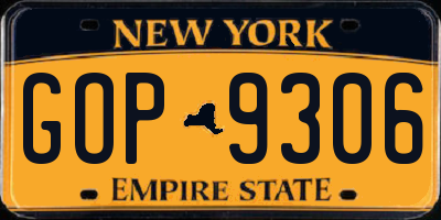 NY license plate GOP9306