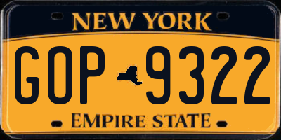 NY license plate GOP9322