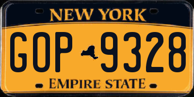 NY license plate GOP9328