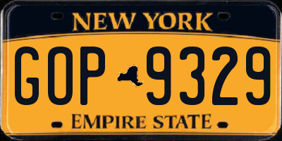 NY license plate GOP9329
