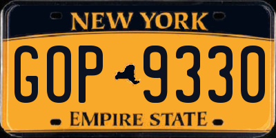NY license plate GOP9330