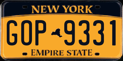 NY license plate GOP9331