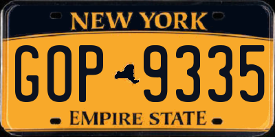 NY license plate GOP9335