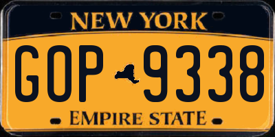 NY license plate GOP9338