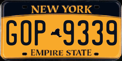 NY license plate GOP9339