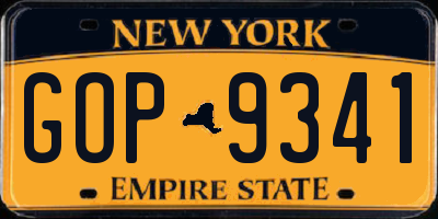 NY license plate GOP9341