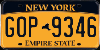 NY license plate GOP9346