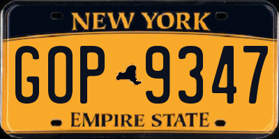 NY license plate GOP9347