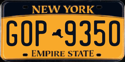 NY license plate GOP9350