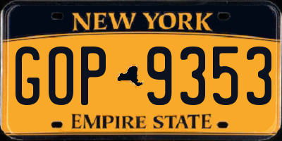 NY license plate GOP9353