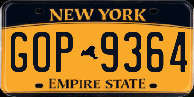 NY license plate GOP9364