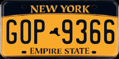 NY license plate GOP9366